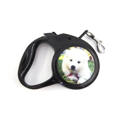 Laisse rétractable personnalisée, vue de profil, photo de chiot imprimée